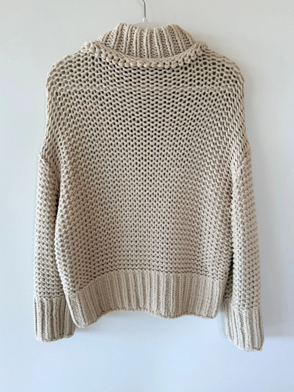 Free People My Only Sunshine Sweater Womens XS Beige Chunky Knit Mock Neck